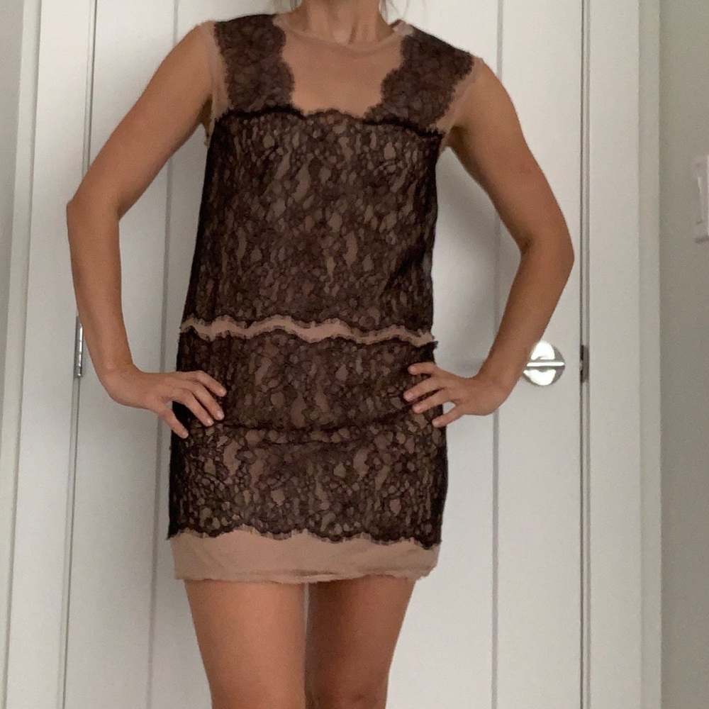 BCBG Maxazaria black & nude dress